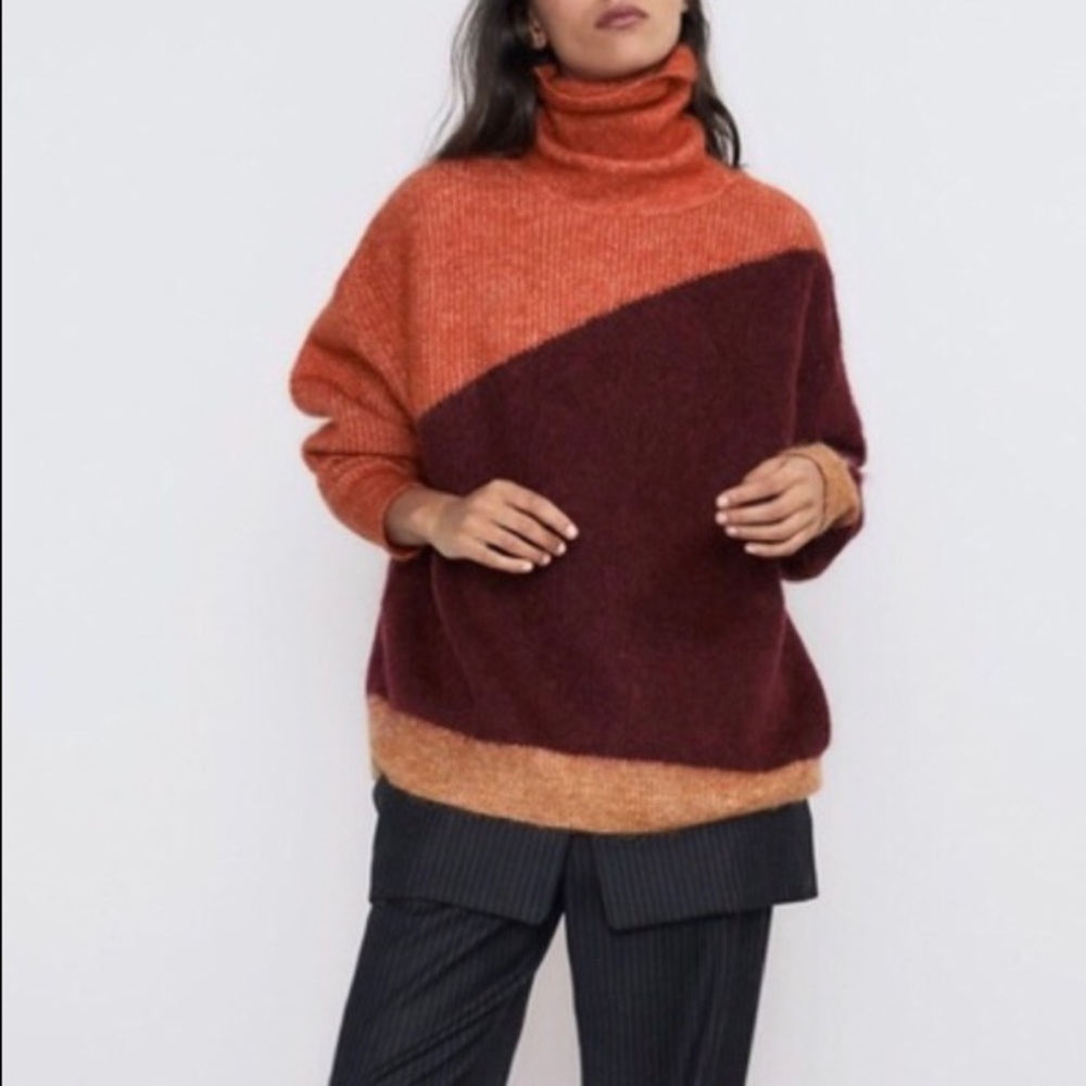 ZARA WOOL BLEND TURTLENECK SWEATER-NWT-Sz MED